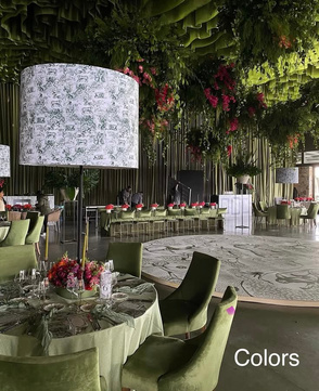 Banquet hall styled for a reception