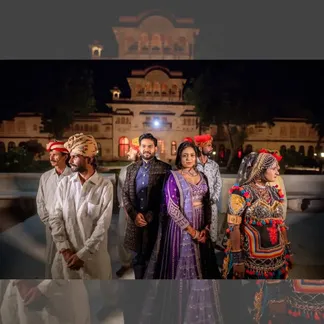 Family portrait in traditional Rajasthani attire
