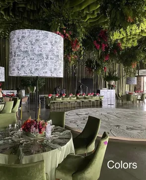 Banquet hall styled for a reception